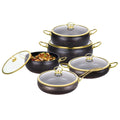 CAANNASWEIS 9 Pieces Aluminum Ninstick Cookware Sets Kitchen Pots and Pans Set