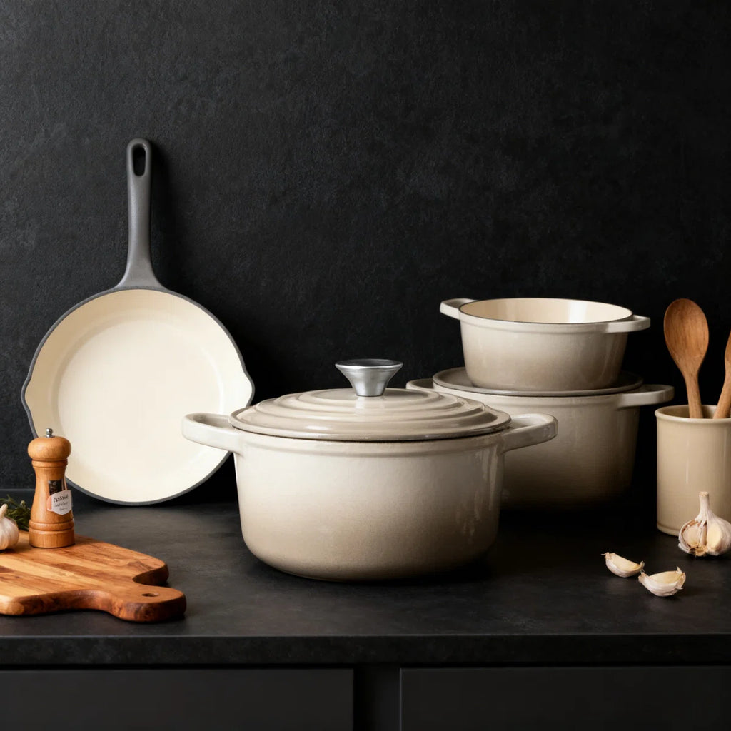 7 Pieces Cast Iron Enameled Cookware Se