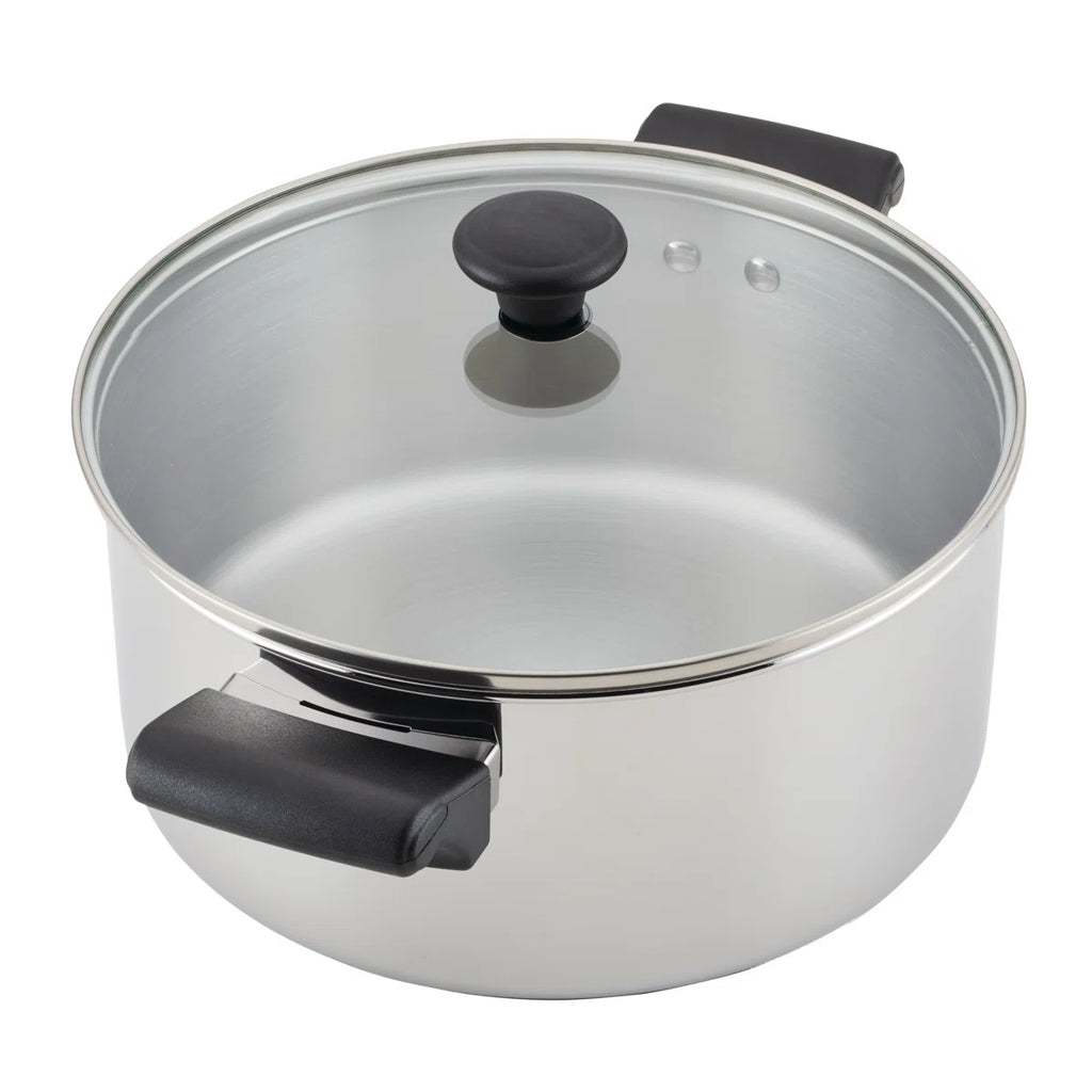 Farberware Classic Traditions Stainless Steel Pots And Ceramic Nonstick Pans Set, 12 Piece, Silver