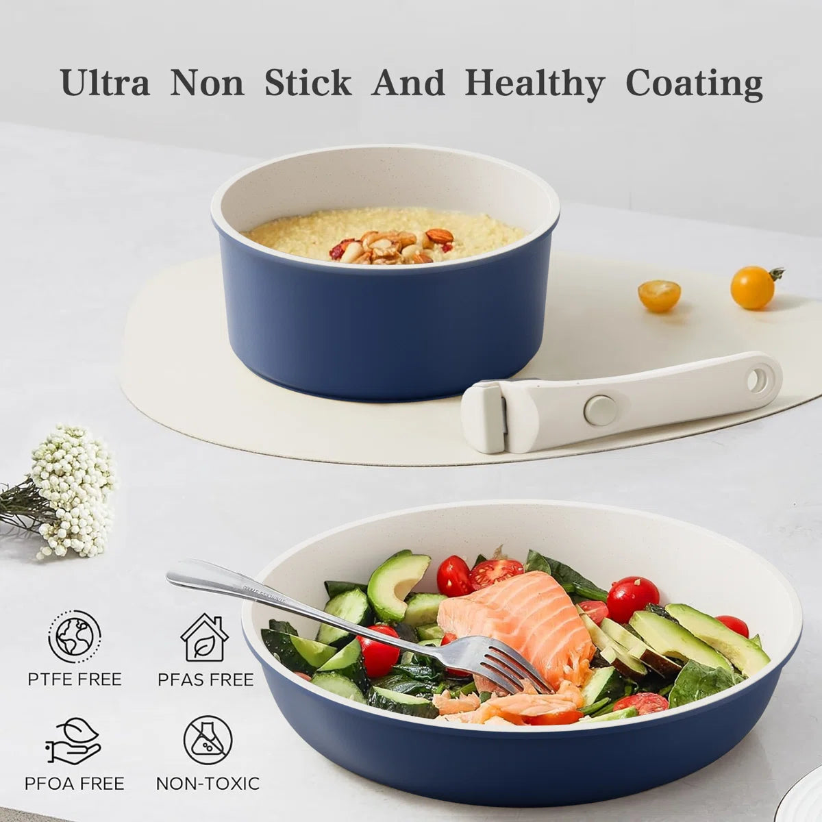12 - Piece Detachable Handle Nonstick Cookware Sets