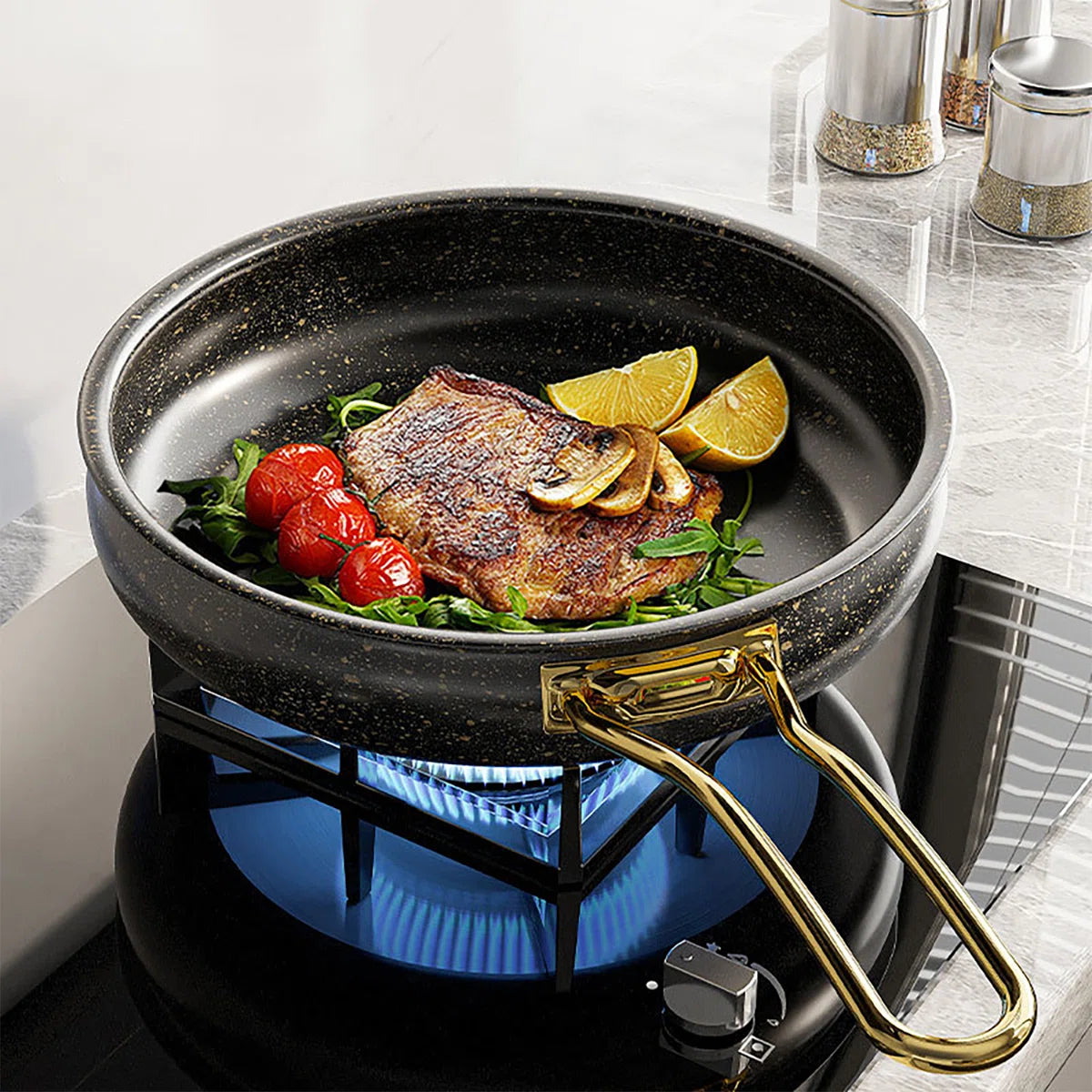 CAANNASWEIS 9 Pieces Aluminum Ninstick Cookware Sets Kitchen Pots and Pans Set