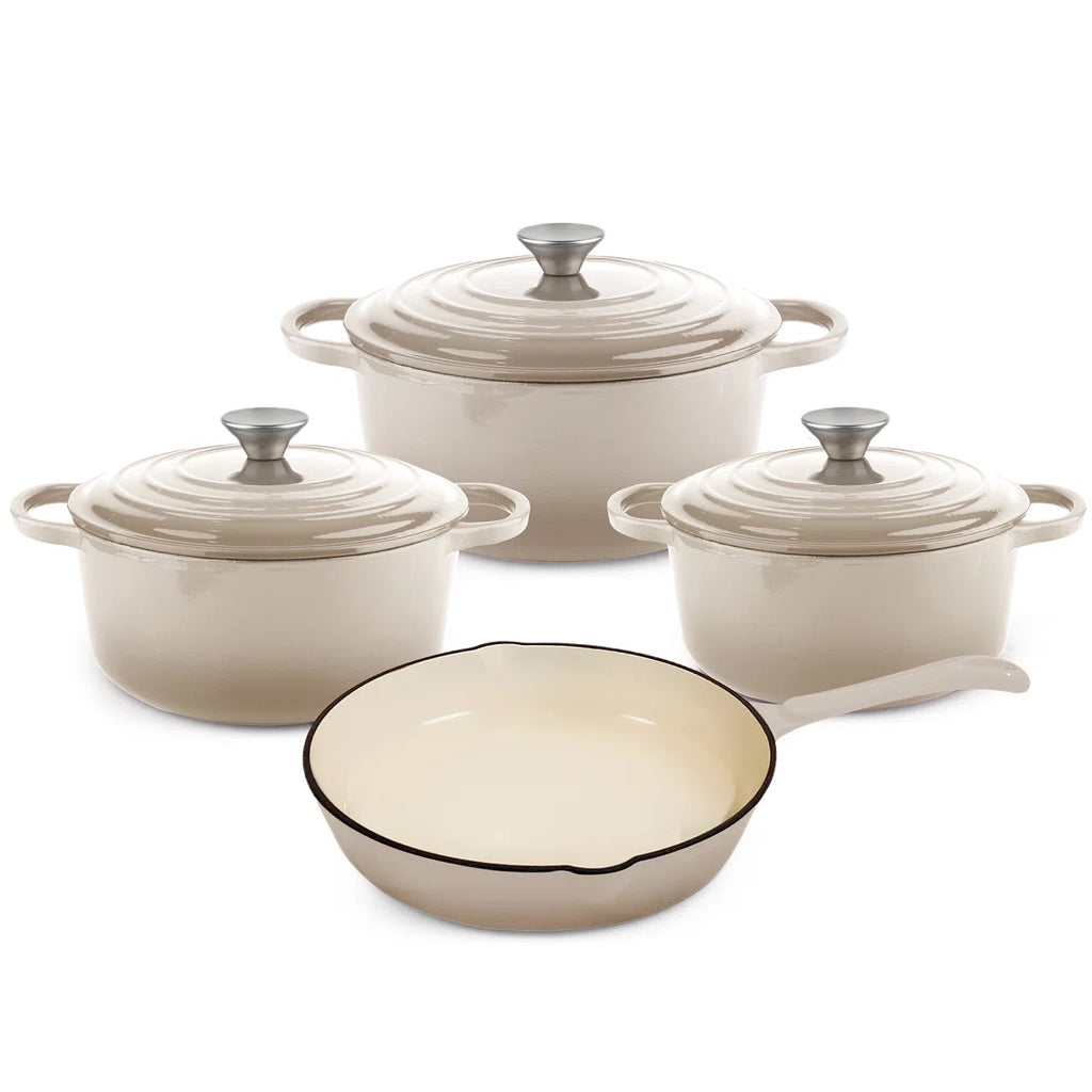 7 Pieces Cast Iron Enameled Cookware Se