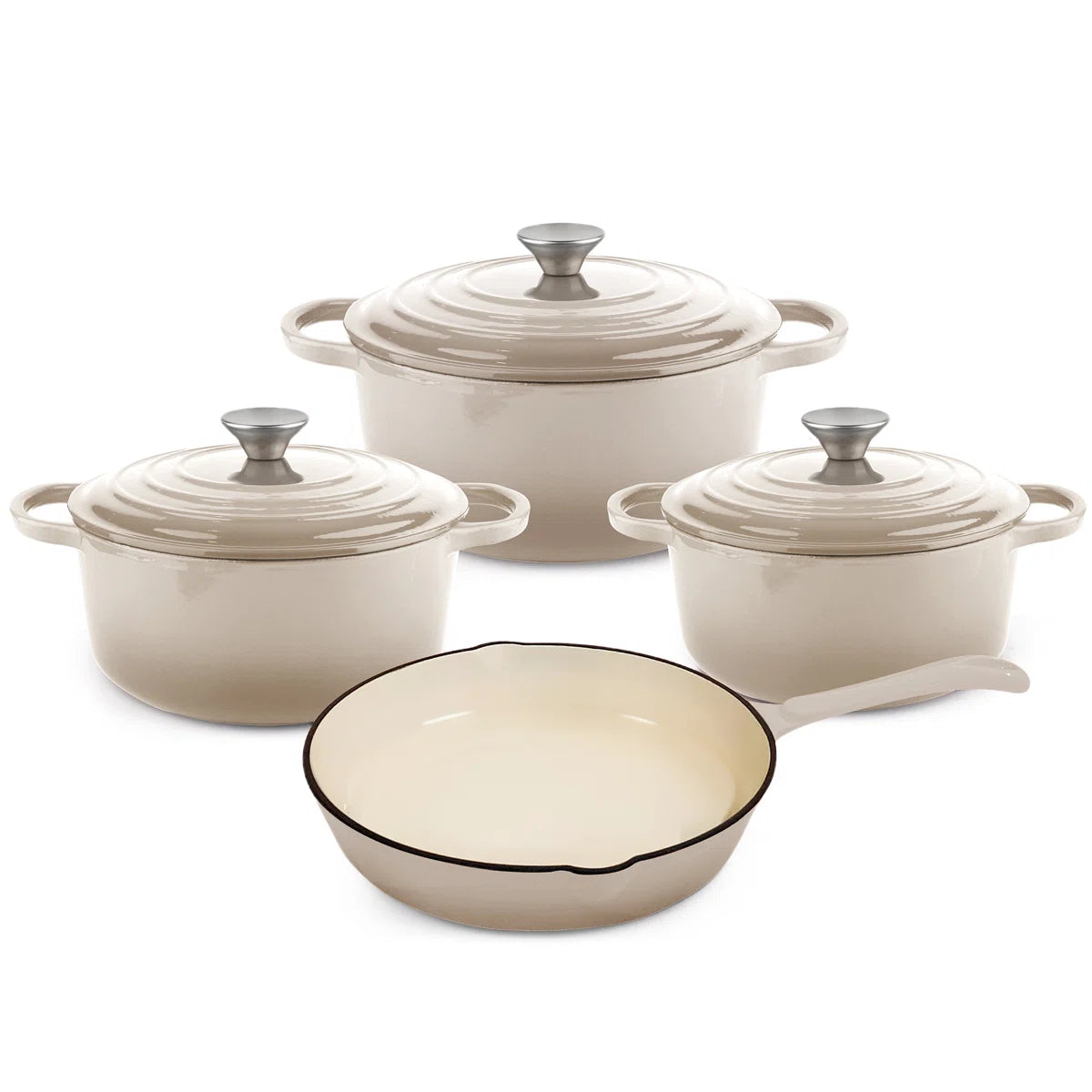 7 Pieces Cast Iron Enameled Cookware Se