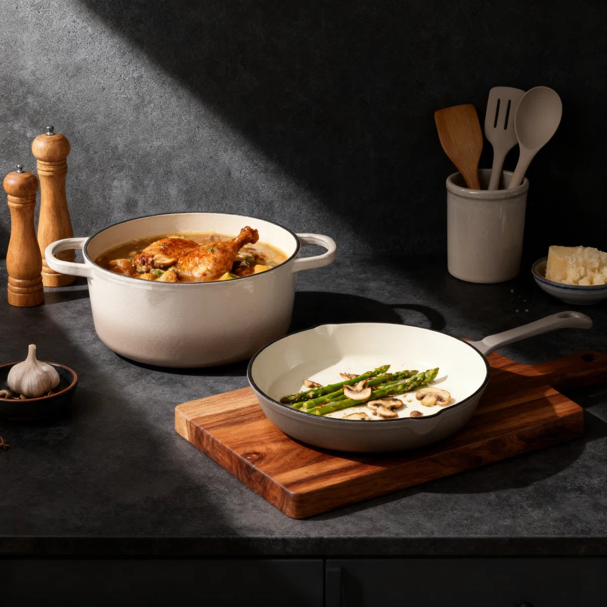 7 Pieces Cast Iron Enameled Cookware Se