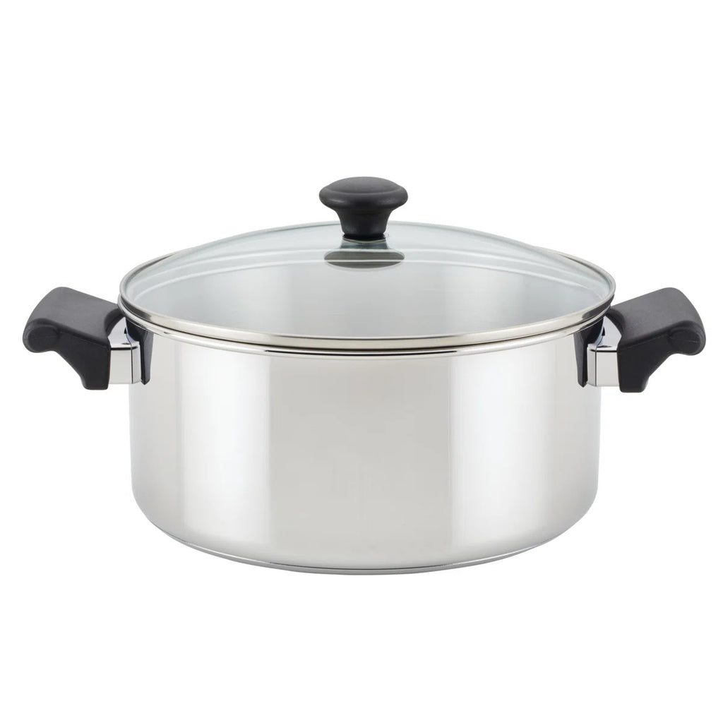 Farberware Classic Traditions Stainless Steel Pots And Ceramic Nonstick Pans Set, 12 Piece, Silver