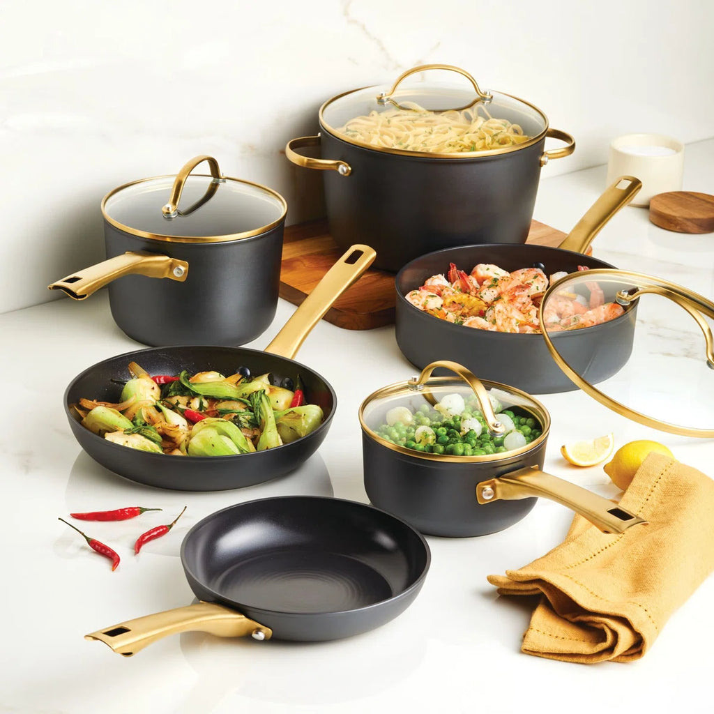Farberware Forged Induction Ceramic Nonstick Cookware Set, 12 Piece, Black