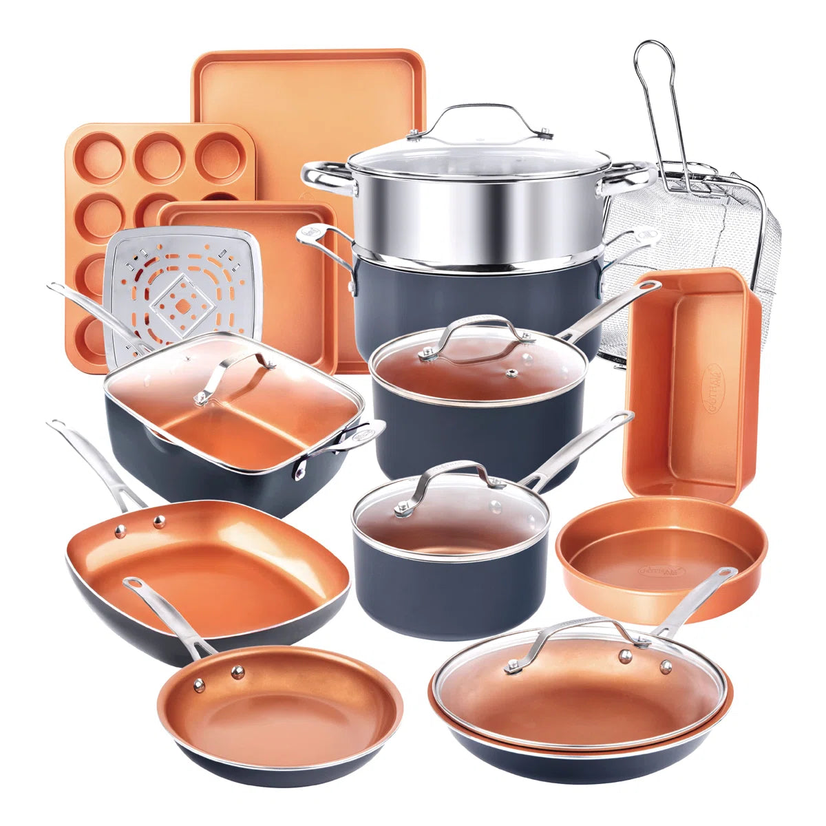 Gotham Steel 20 Piece Nonstick Cookware and Bakeware Set, Stay Cool Handles