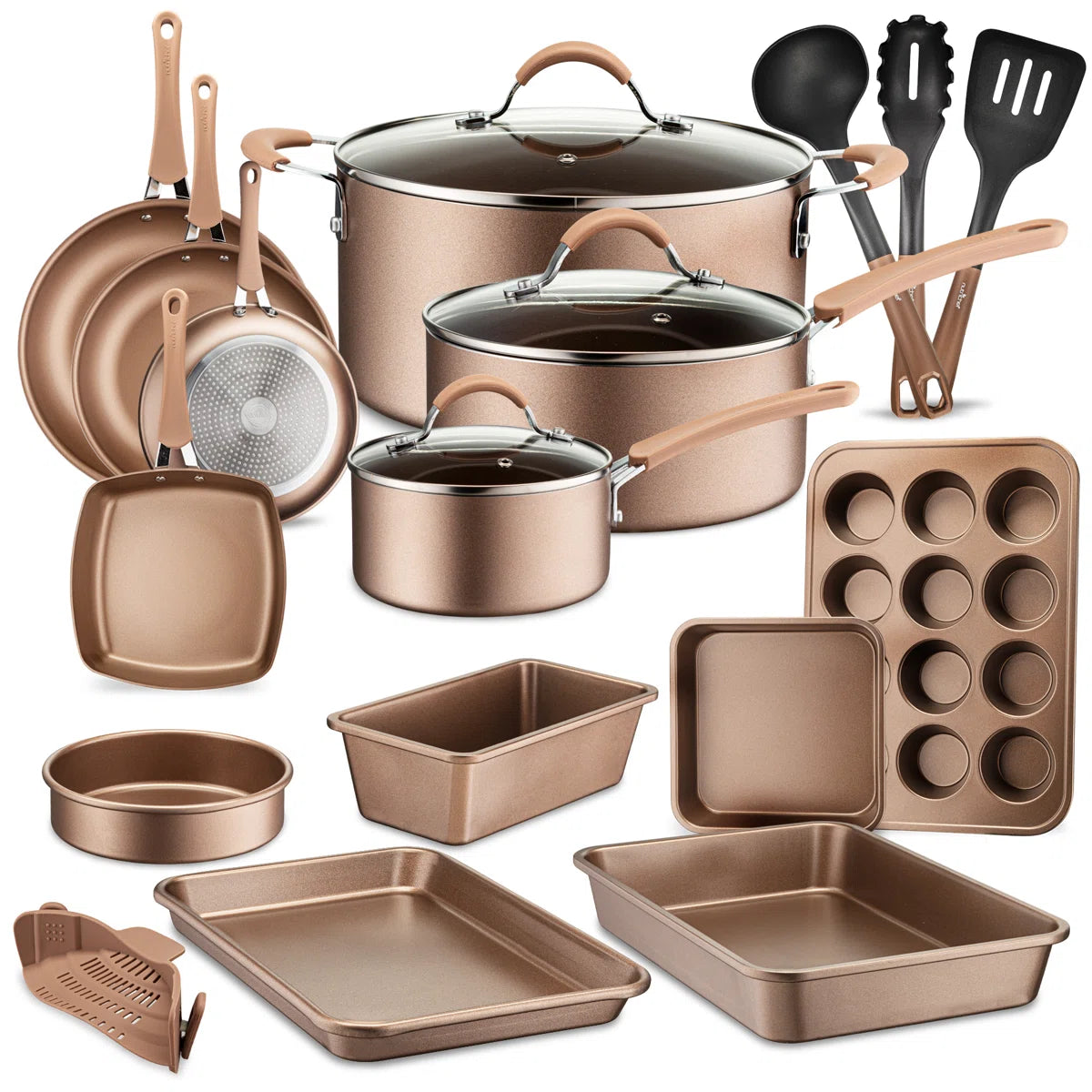 NutriChef Kitchenware Pots and Pans - High qualified Basic Kitchen Cookware Set, Non-Stick (20-Piece Set)
